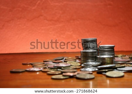 Piles or stacks of coins Photo of Piles or stacks of coins