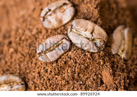 Coffee ground and in the grain