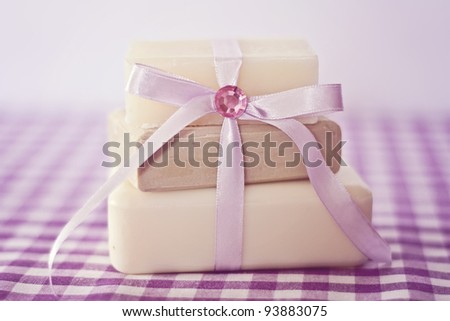 Set of Soaps in violet Colors, Olive, Almond and Lavender Soap