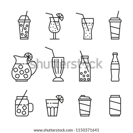 set of line beverage icons