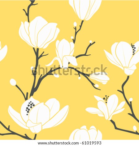 seamless vector pattern with magnolia flowers