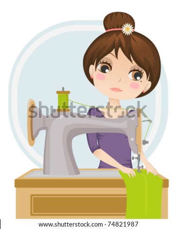 Vector Illustration Of A Dressmaker At Work - 74821987 : Shutterstock