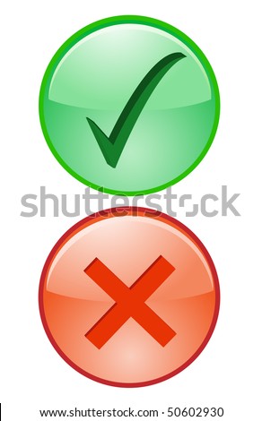 Yes No Tick Cross Right Wrong Accept Decline Icon Stock Vector ...