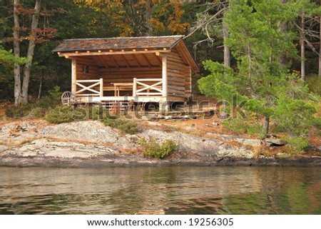 Rustic cabin by a lake