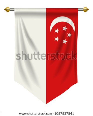 Singapore flag or pennant isolated on white