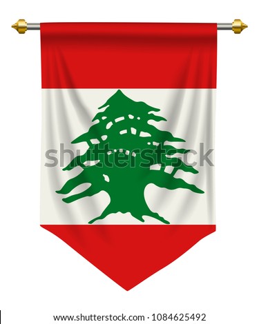 Lebanon flag or pennant isolated on white