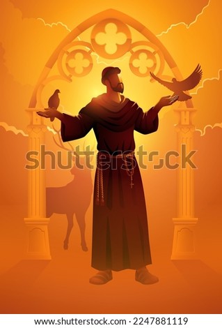 Religion vector illustration series, Saint Francis of Assisi