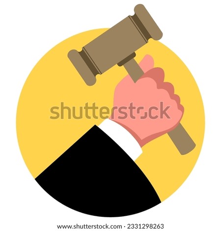 Clip art of a judge hand holding a gavel, vector illustration