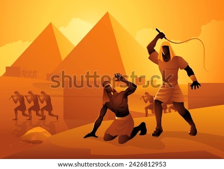 Biblical vector illustration series, Jews in slavery in ancient Egypt