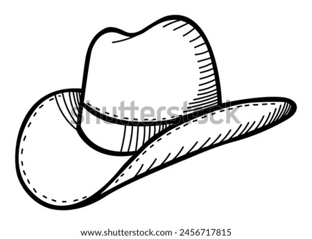 Doodle line art vector illustration of a cowboy hat isolated on white