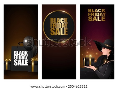 Luxurious Black Friday background templates, optimized for phone screen size. For creating high-impact promotional graphics, banners, and social media posts during the holiday shopping season