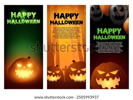 Pumpkins Jack O' Lantern background with copy space for Halloween, optimized for phone screen size. Ideal for creating festive holiday graphics, social media posts, and promotional content