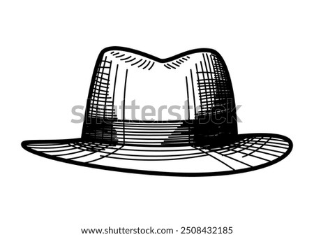 Doodle line art vector illustration of a fedora hat