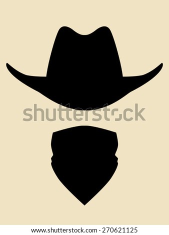 Cowboy hat and bandanna covering face symbol