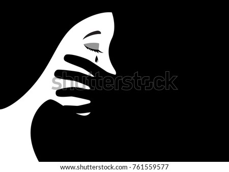 Similar – Image, Stock Photo Woman abused face covered with hands