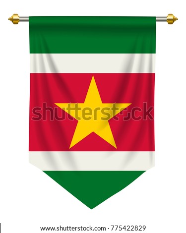 Suriname flag or pennant isolated on white