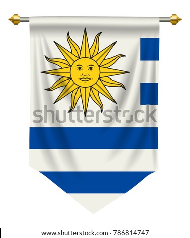 Uruguay flag or pennant isolated on white