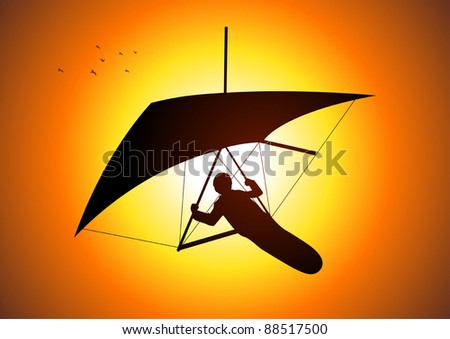 Silhouette illustration of a man figure gliding