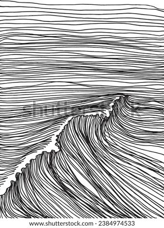 Sea or waves line hand drawn illustration