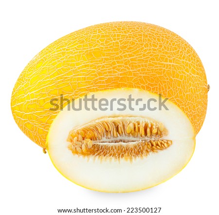 Fresh yellow melon isolated on white background