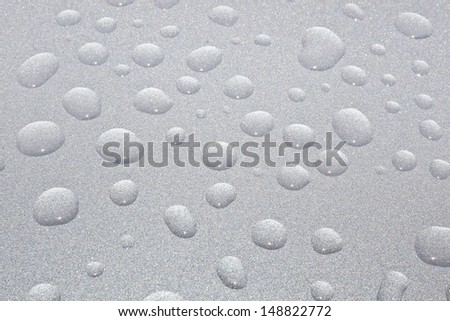 Close-up of water drops on metal surface as background.