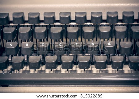 Antique Typewriter. Vintage Typewriter Machine Closeup Photo,success concept.