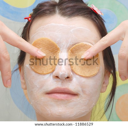 medicine mask over young woman face