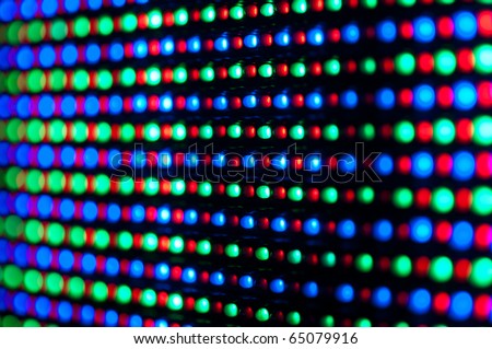 RGB led diode display panel with red and blue diodes turned on. Selective focus. Shallow depth of field.