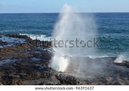 spouting horn on the island of Kauai, HI. where water is under pressure