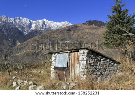 Landscape image taken in India, Manali. A hill station nestled in the mountains of the Indian state of Himachal Pradesh