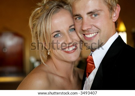 Young bride on her wedding day with her husband