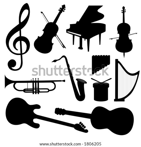 Music Instruments - Silhouette. Vector! (Check Out My Portfolio For ...