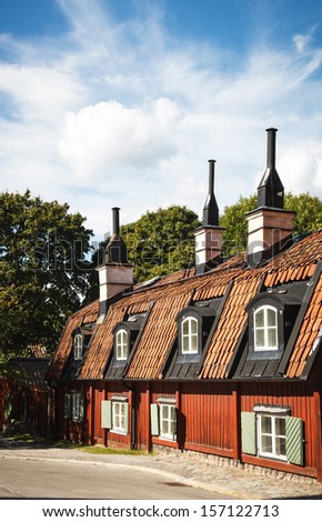 Old red house . Houses and environment in Sweden.