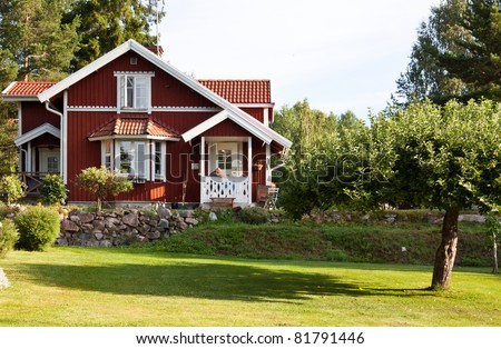 Red ordinary house in Sweden.