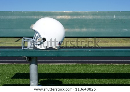 American Football Helmet on the Bench with room for copy