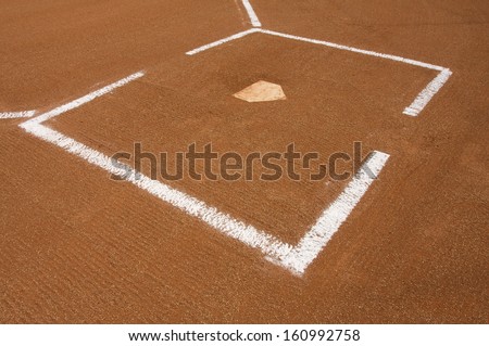 Softball Field at Home Plate with Chalk Lines