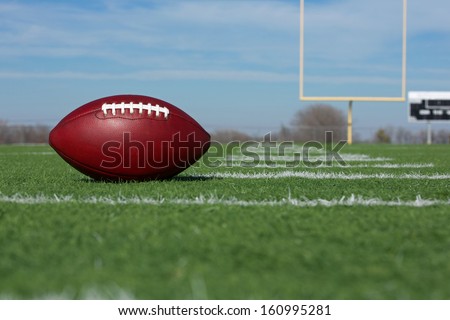 Pro American Football on the Field with Goal Posts Beyond