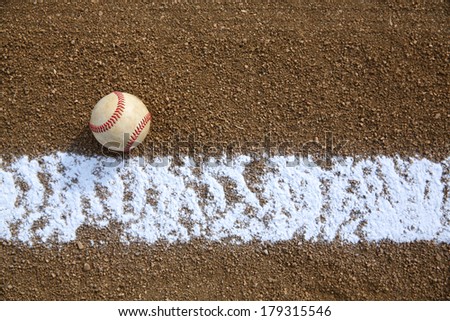 Worn Baseball near the Infield Chalk Line with room for copy