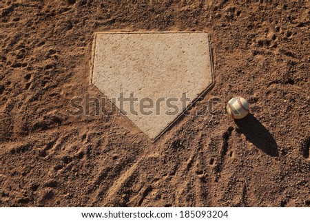 Baseball near Home Plate with Room for Copy