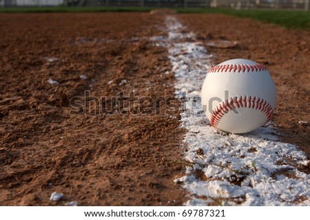 Baseball on the field with room for copy
