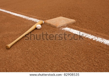 Baseball & Bat on the Infield with room for copy