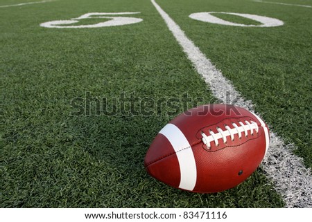 American Football with the Fifty Yard Line Beyond