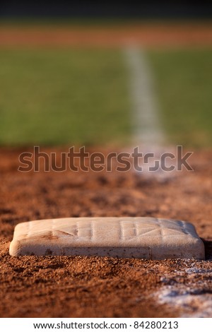 Baseball Base shot with shallow depth of field with home plate off in the distance