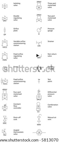 Schematic Pump And Valve Etc Symbols Stock Vector Illustration 58130701 ...