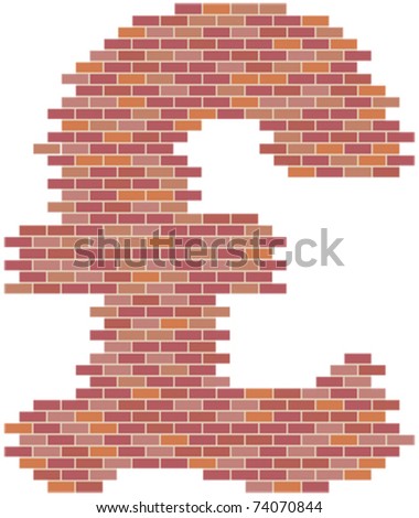 Rebuilding the British economy or the British construction industry, pound symbol made of bricks