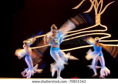 CHENGDU - DEC 10: HAIZHENG art troupe perform group dance 