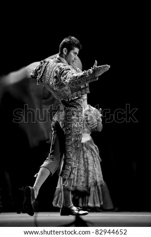 CHENGDU - DEC 28: Spanish dancer performs the Flamenco Dance onstage at JINCHEN theater on Dec 28, 2008 in Chengdu, China.