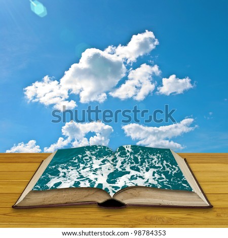 Open book to the sea, Tourism concept