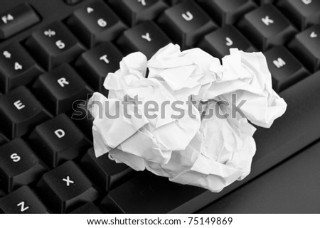 Computer keyboard and waste paper balls