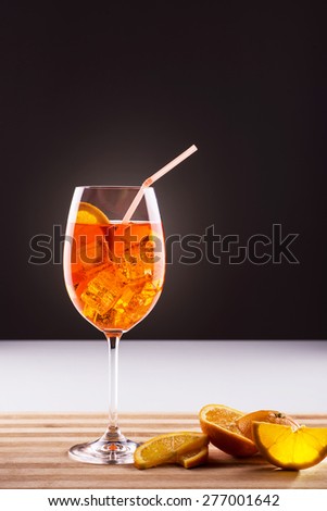 Glass of long drink wine-based; spritz